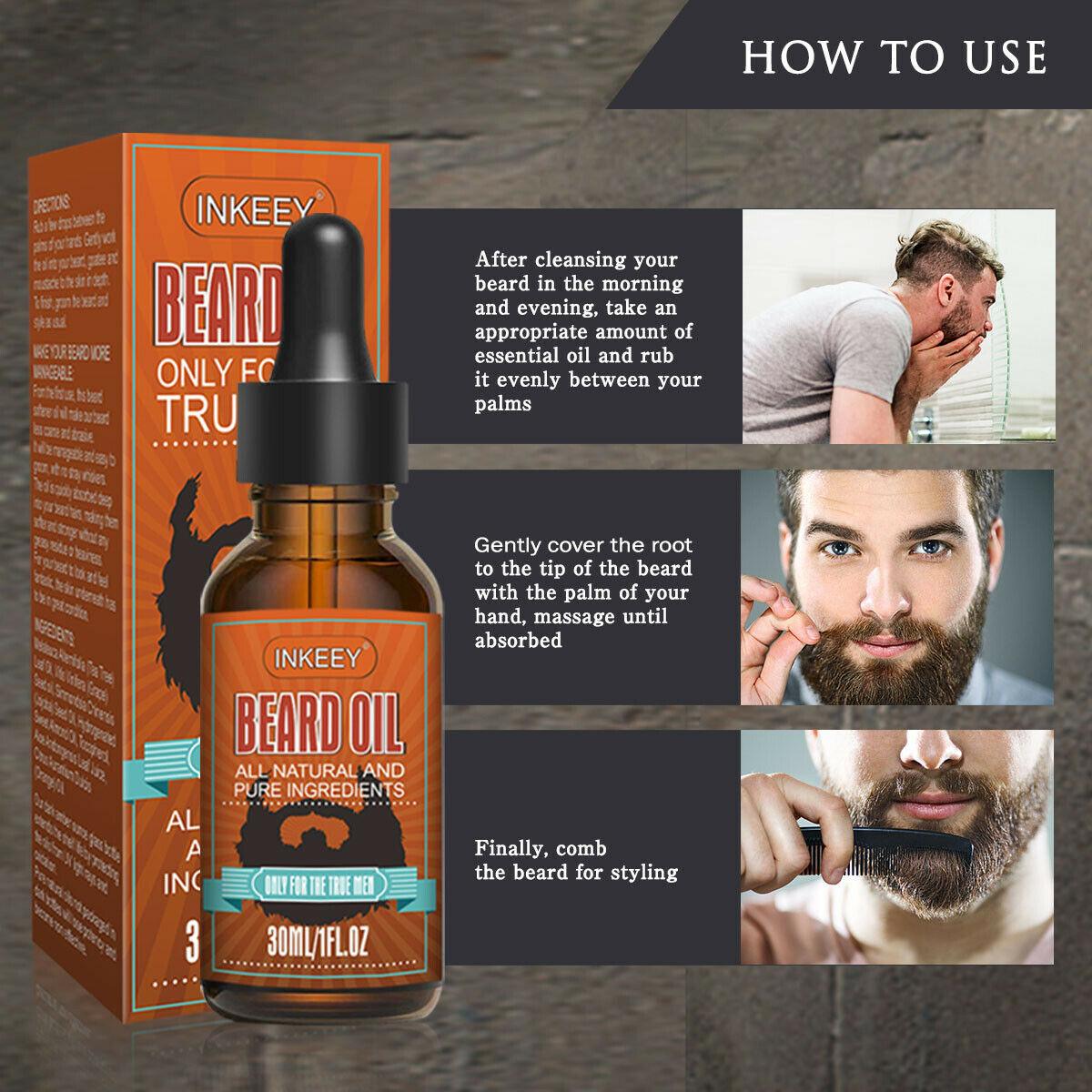 Beard Oil For MEN Hair Growth Oil Serum Mustache Grooming Growing Moisturizer US - BelleHarris