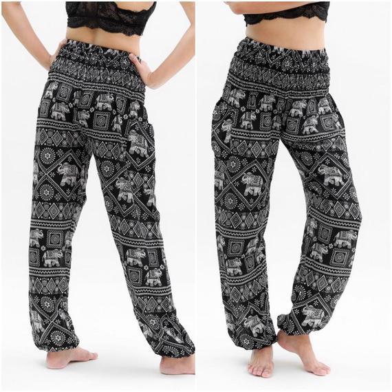 Black ELEPHANT Pants Women Boho Pants Hippie Pants Yoga - BelleHarris