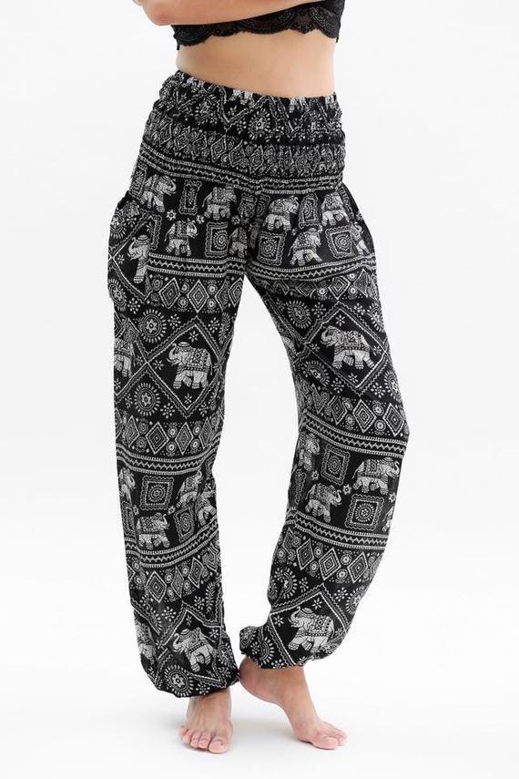 Black ELEPHANT Pants Women Boho Pants Hippie Pants Yoga - BelleHarris