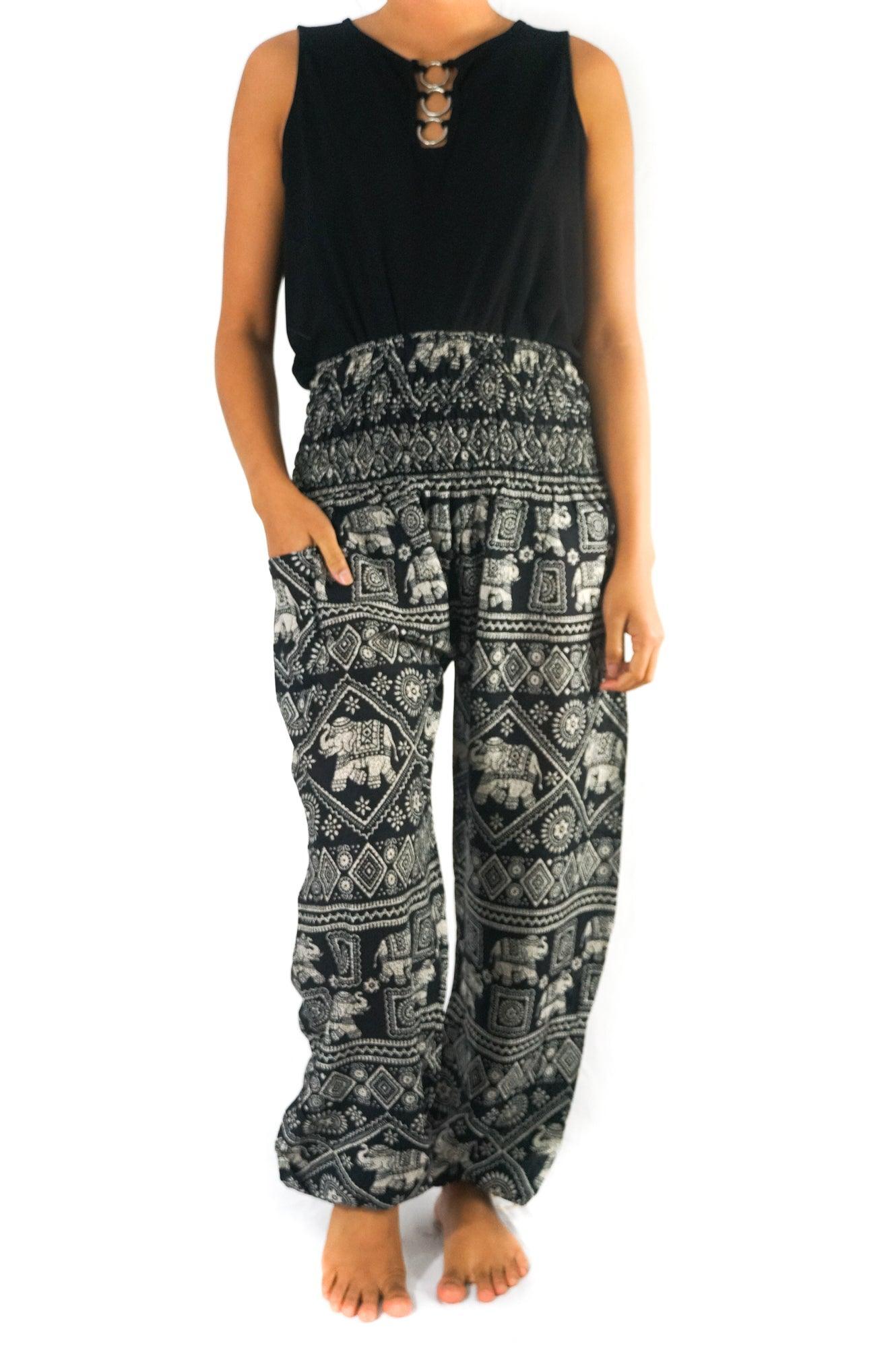 Black ELEPHANT Pants Women Boho Pants Hippie Pants Yoga - BelleHarris