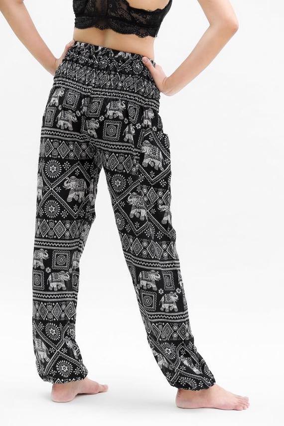 Black ELEPHANT Pants Women Boho Pants Hippie Pants Yoga - BelleHarris