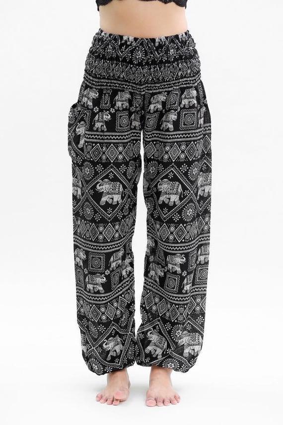 Black ELEPHANT Pants Women Boho Pants Hippie Pants Yoga - BelleHarris
