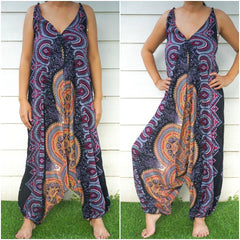 Black Mandala Boho Hippie Jumpsuit Rompers - BelleHarris