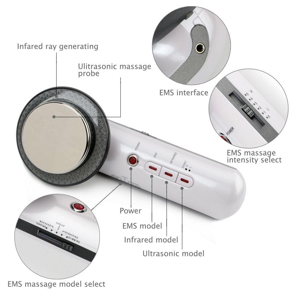 Body Slimming Ultrasound Massager 3 In 1 EMS Tens - BelleHarris