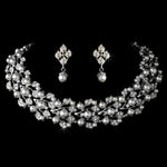 Bridal Wedding Crystal Pearl Fashion Necklace Earrings Jewelry Set - BelleHarris