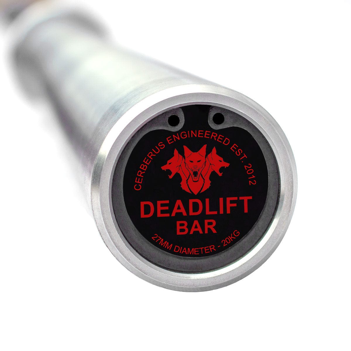 Metallic power bar with red and black Cerberus Engineering logo on a white background
