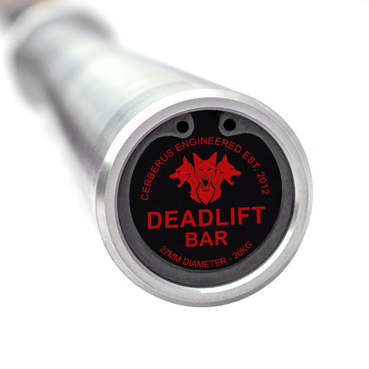 Metallic power bar with red and black Cerberus Engineering logo on a white background