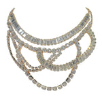 Crystal Draped Rhinestone Layered Statement Necklace - Gold Plated - BelleHarris