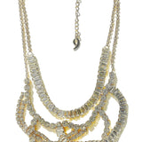 Crystal Draped Rhinestone Layered Statement Necklace - Gold Plated - BelleHarris