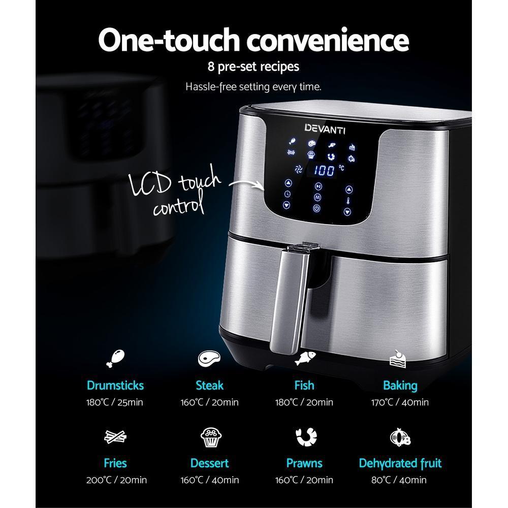 Devanti Air Fryer 7L LCD Fryers Oil Free Oven Airfryer Kitchen Healthy - BelleHarris