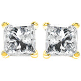 Diamond Earrings - IGI Certified 1/2 Cttw Princess-Cut Square Diamond 4-Prong Solitaire Stud Earrings in 14K Yellow Gold (I-J Color, SI1-SI2 Clarity) - BelleHarris