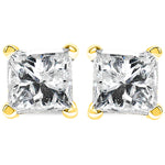 Diamond Earrings - IGI Certified 1/2 Cttw Princess-Cut Square Diamond 4-Prong Solitaire Stud Earrings in 14K Yellow Gold (I-J Color, SI1-SI2 Clarity) - BelleHarris