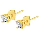 Diamond Earrings - IGI Certified 1/2 Cttw Princess-Cut Square Diamond 4-Prong Solitaire Stud Earrings in 14K Yellow Gold (I-J Color, SI1-SI2 Clarity) - BelleHarris