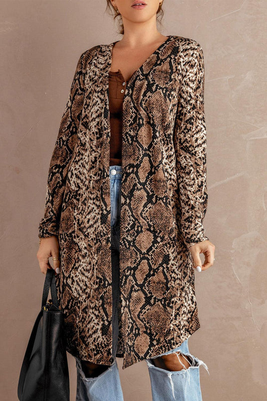 Fashion Snake Print Long Cardigan - BelleHarris