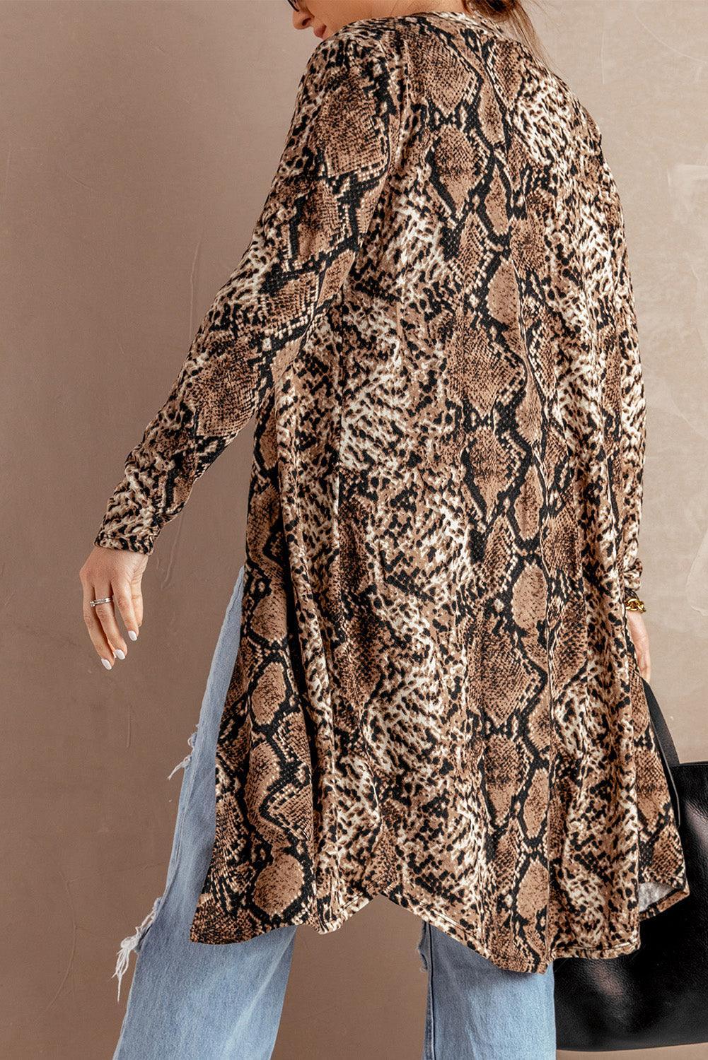 Fashion Snake Print Long Cardigan - BelleHarris