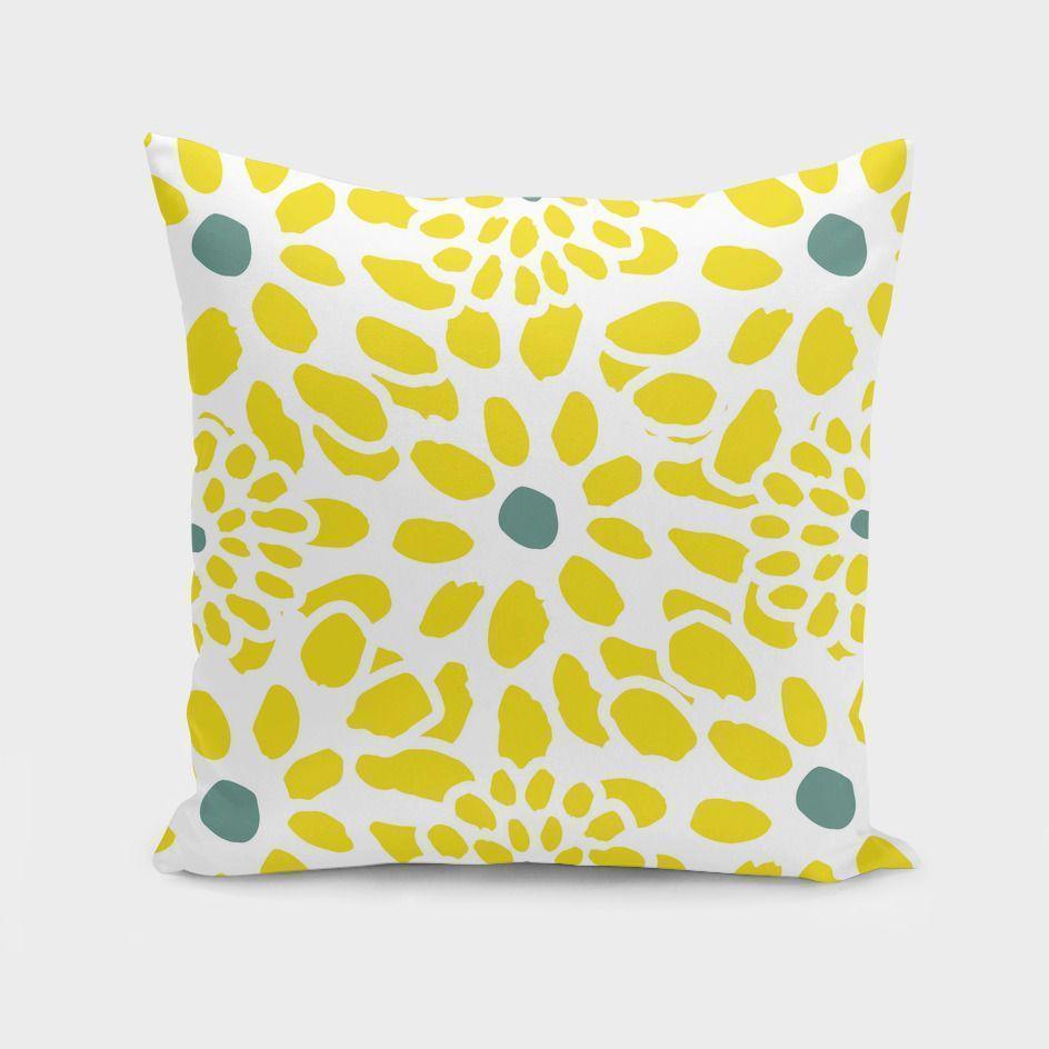 Flowers in Yellow Cushion/Pillow - BelleHarris