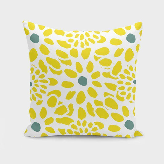 Flowers in Yellow Cushion/Pillow - BelleHarris
