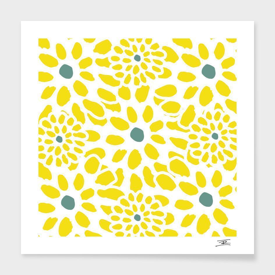 Flowers in Yellow Cushion/Pillow - BelleHarris