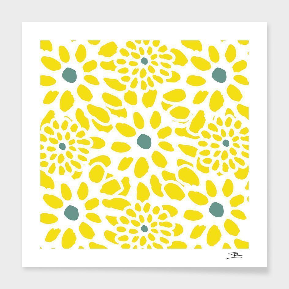 Flowers in Yellow Cushion/Pillow - BelleHarris