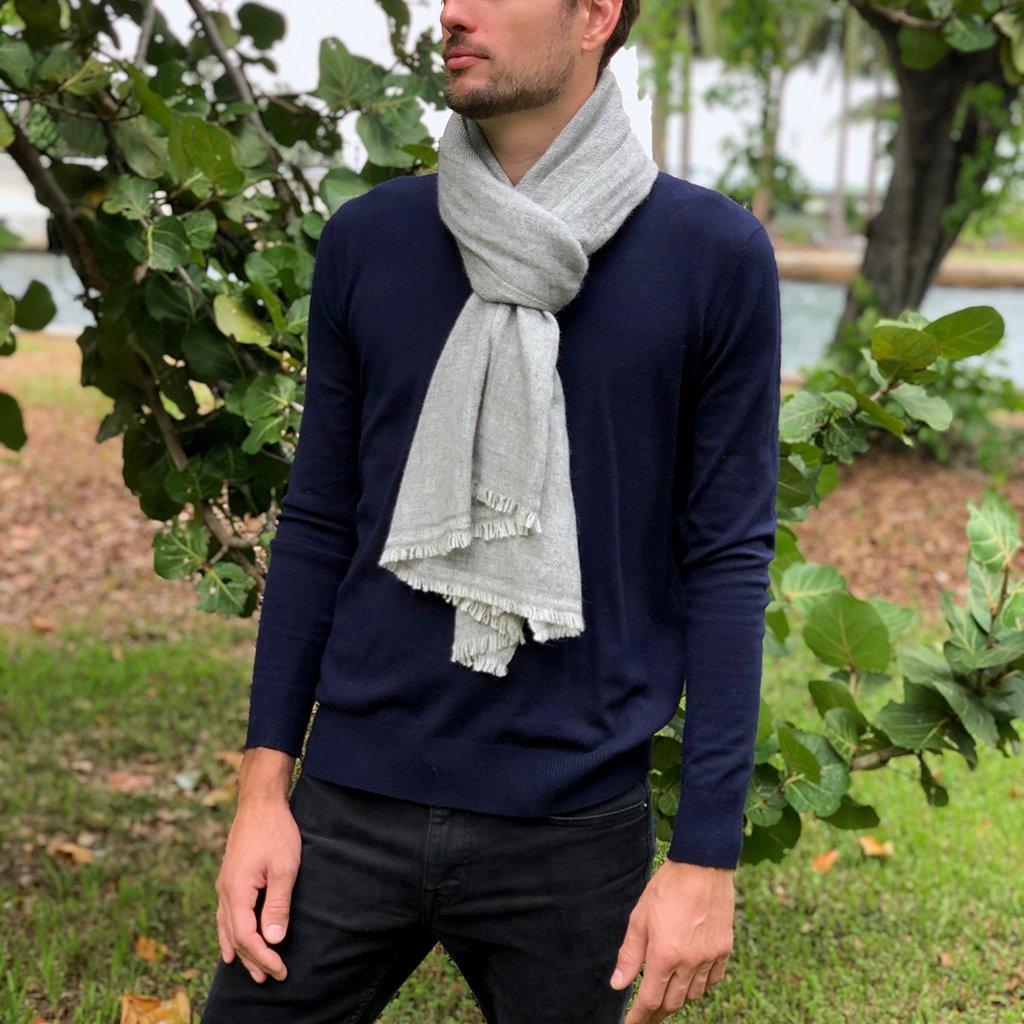 Gray Handloom Cashmere Scarf - BelleHarris
