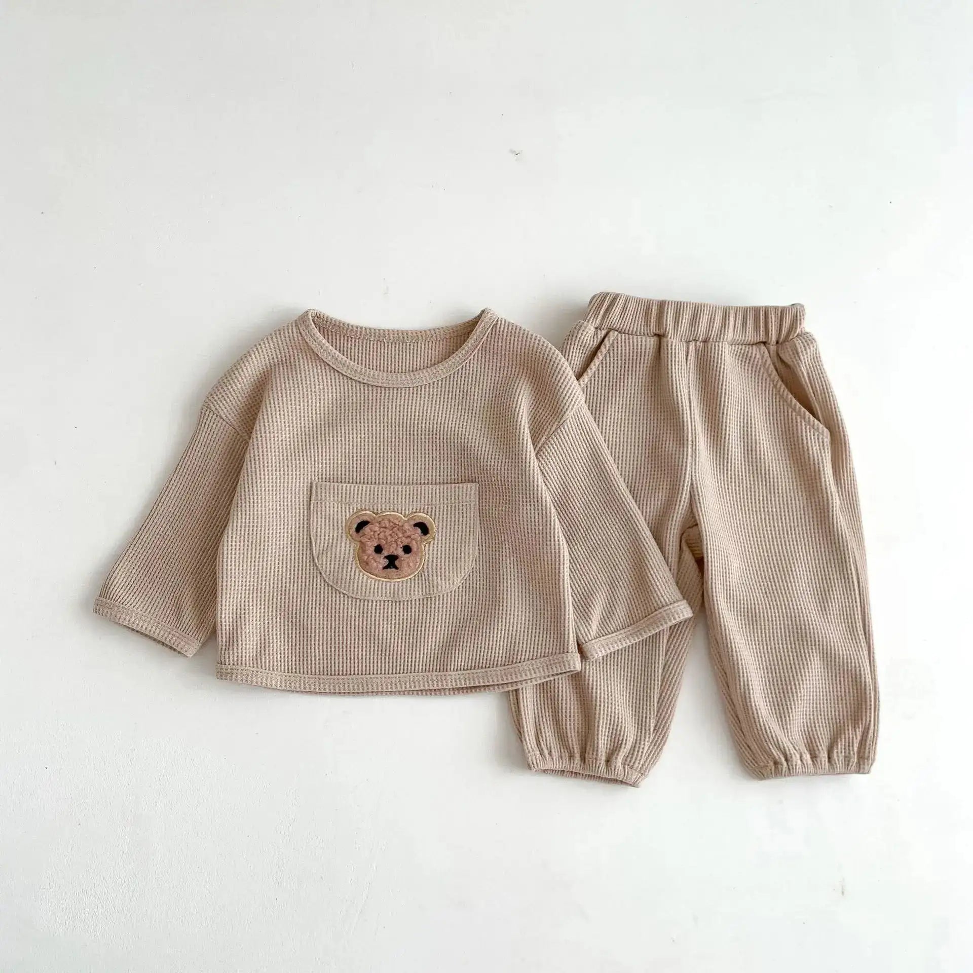 Toddler outfits-Bear Waffle Toddler Set