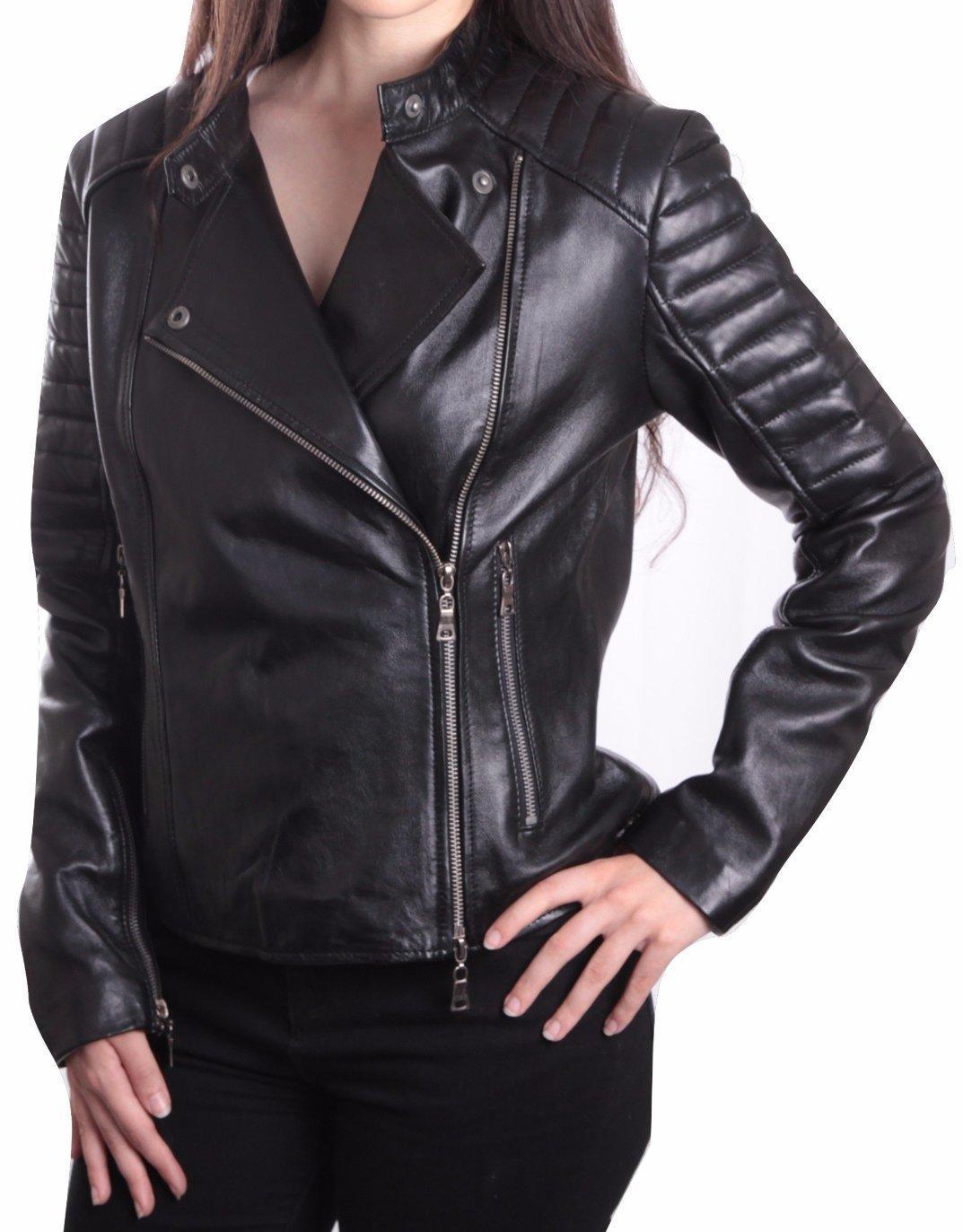 Ladies Bella Black Carla Leather Jacket - BelleHarris
