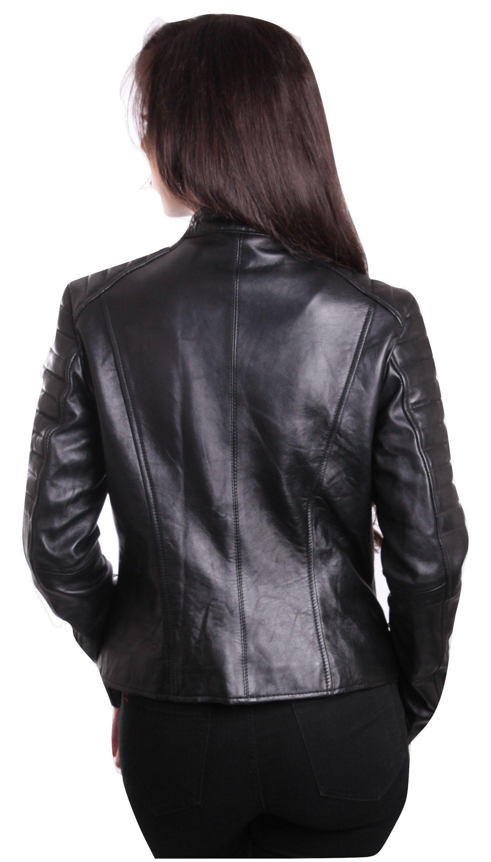 Ladies Bella Black Carla Leather Jacket - BelleHarris