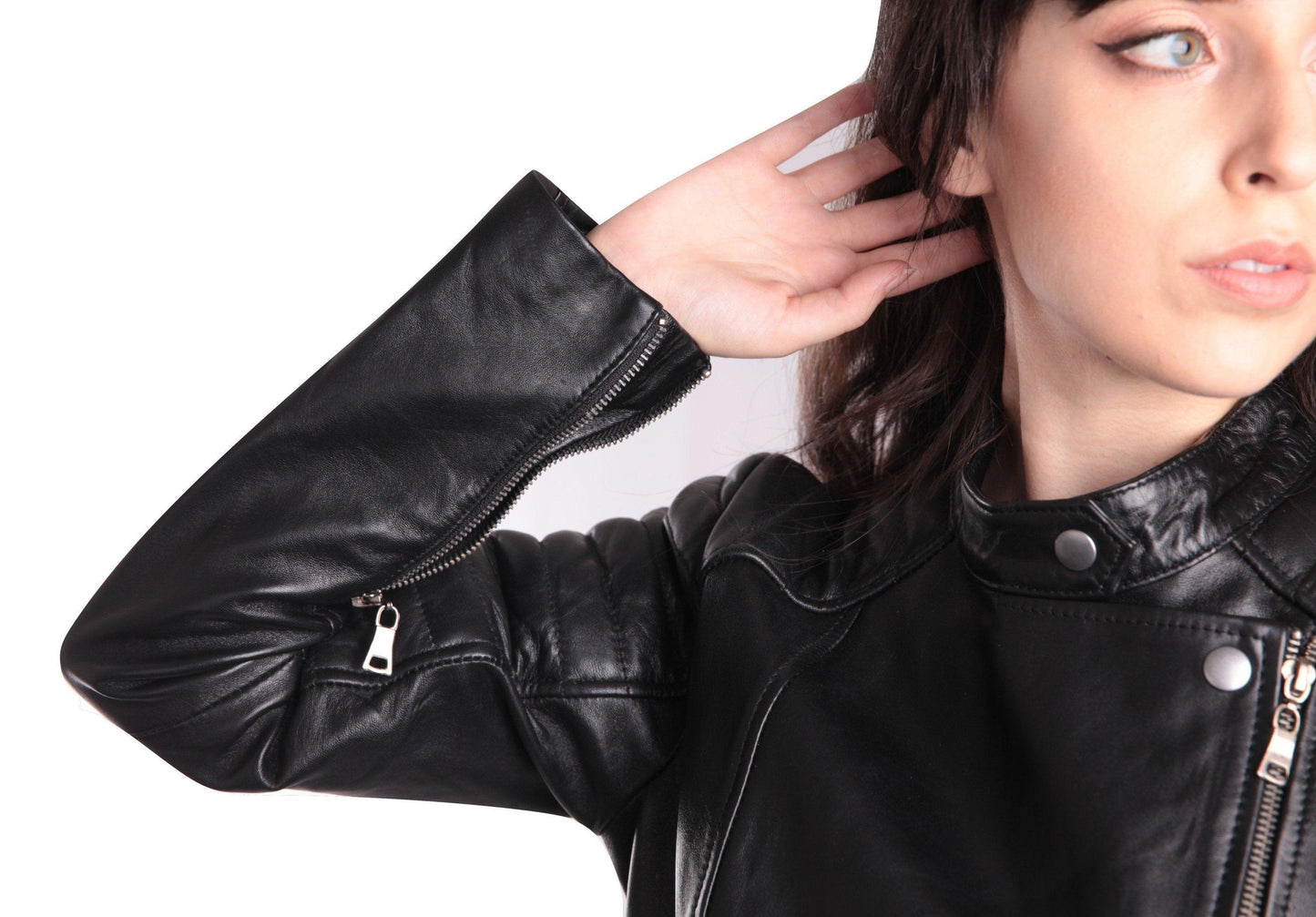 Ladies Bella Black Carla Leather Jacket - BelleHarris