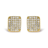 Luxury diamond earrings. Yellow Gold 1/2 Cttw Diamond Square Shaped Composite Cluster Stud Earrings (I-J Color, I1-I2 Clarity) - BelleHarris