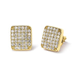 Luxury diamond earrings. Yellow Gold 1/2 Cttw Diamond Square Shaped Composite Cluster Stud Earrings (I-J Color, I1-I2 Clarity) - BelleHarris