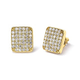 Luxury diamond earrings. Yellow Gold 1/2 Cttw Diamond Square Shaped Composite Cluster Stud Earrings (I-J Color, I1-I2 Clarity) - BelleHarris