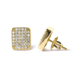 Luxury diamond earrings. Yellow Gold 1/2 Cttw Diamond Square Shaped Composite Cluster Stud Earrings (I-J Color, I1-I2 Clarity) - BelleHarris