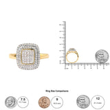 Luxury Diamond engagement rings. 10K Yellow Gold 1/2 cttw Round and Princess Diamond Composite Head and Halo Ring (H-I Color, SI1-SI2 Clarity) - BelleHarris