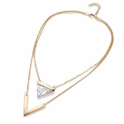 Marble Chevron Double Layer Necklace - BelleHarris