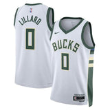 Men's Milwaukee Bucks Damian Lillard White Jersey - BelleHarris