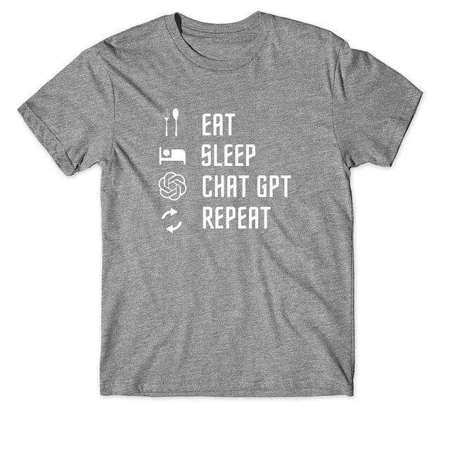 Men's quality cotton Tshirts. 100% Cotton T Shirt Eat Sleep ChatGPT Repeat - BelleHarris