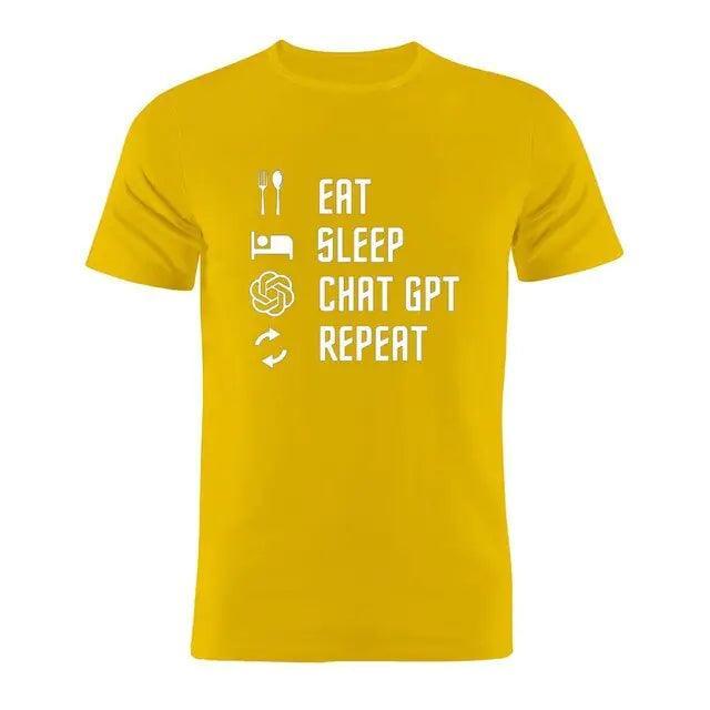 Men's quality cotton Tshirts. 100% Cotton T Shirt Eat Sleep ChatGPT Repeat - BelleHarris