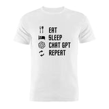 Men's quality cotton Tshirts. 100% Cotton T Shirt Eat Sleep ChatGPT Repeat - BelleHarris