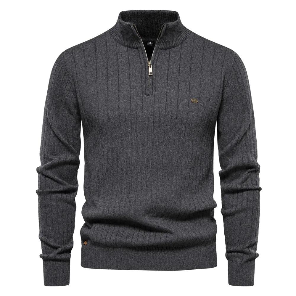 Men's slimfit sweater- AutumnGlow ZipPulse Sweaters - BelleHarris