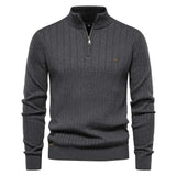 Men's slimfit sweater- AutumnGlow ZipPulse Sweaters - BelleHarris