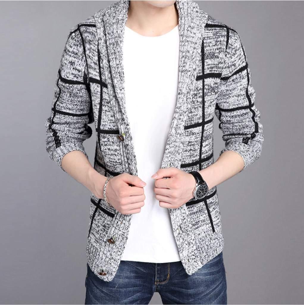 Mens Shawl Collar Gray Cardigan - BelleHarris