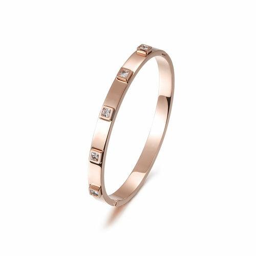 Metal Stone Hinged Bangle - BelleHarris