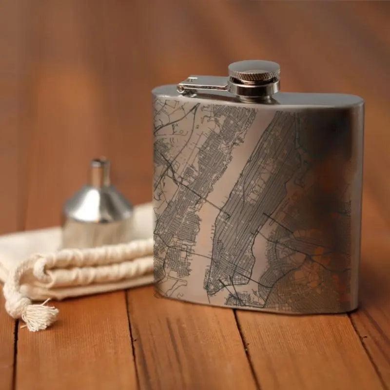 New York - New York Map Hip Flask - BelleHarris
