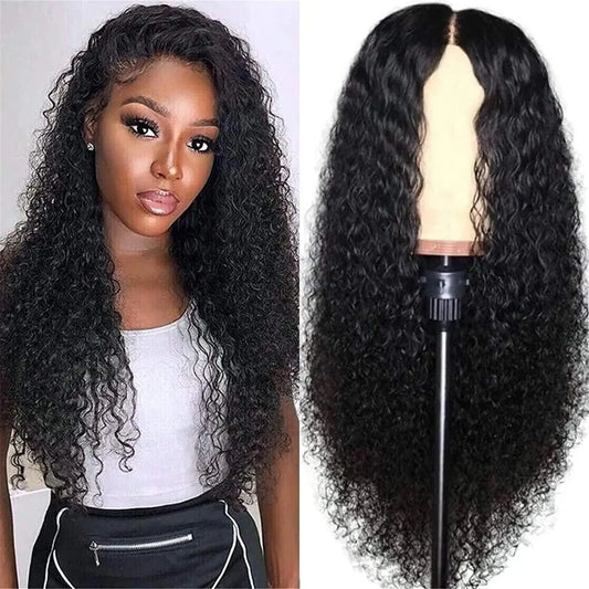 Hair Front Wig Women's Brazilian Human Hair Long Curly Lace Wavy Hair Wig - US 2023