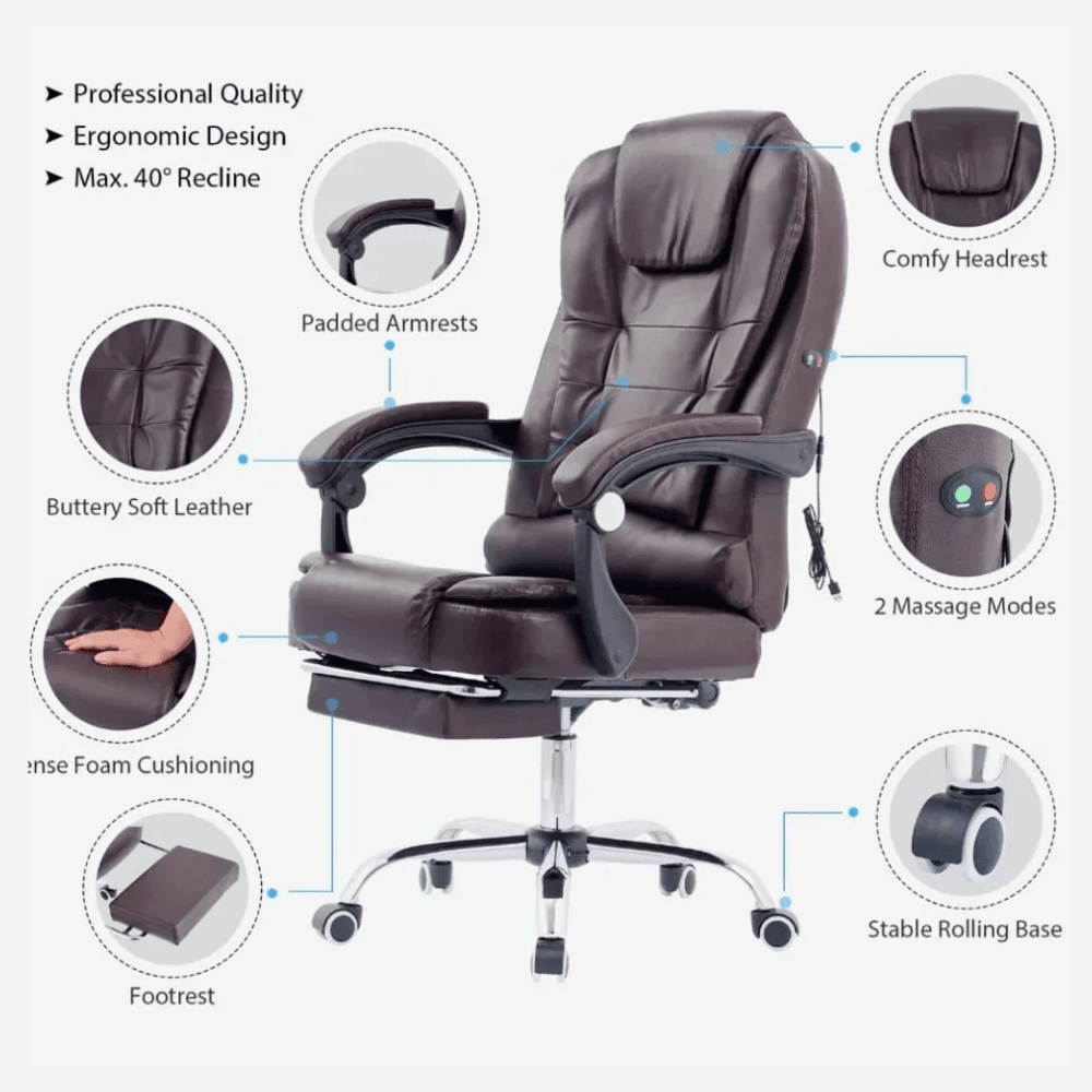 Office Massage Chair with Extended Foot Rest - BelleHarris