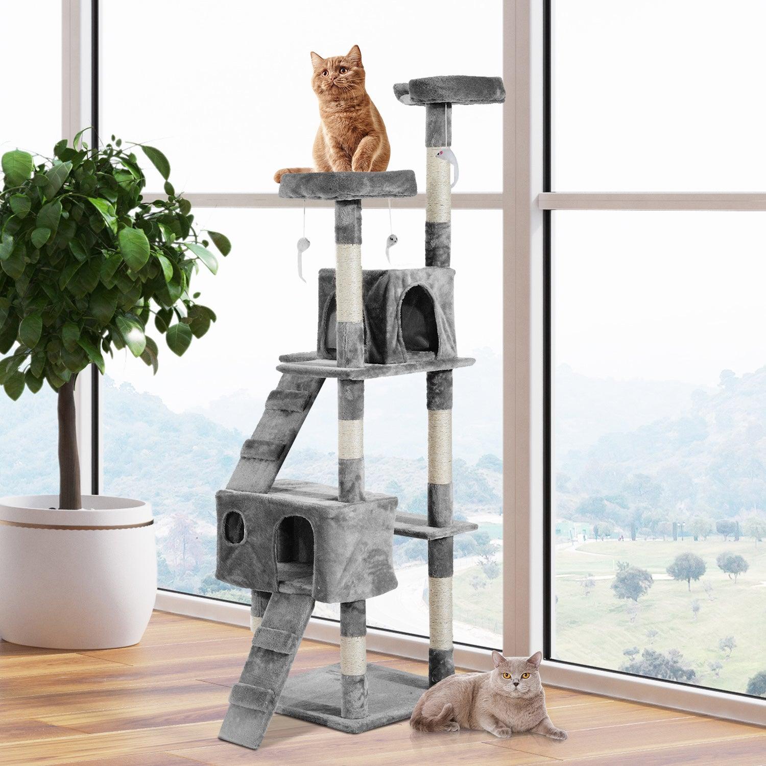 PawHut 67-inch Multi-Level Cat Scratching Tree Kitty Activity Center - BelleHarris