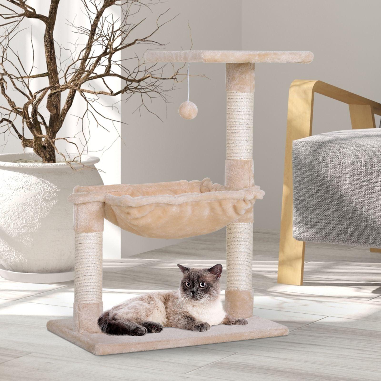 PawHut Cat Tree Hammock with Natural Sisal Scratching Post - BelleHarris