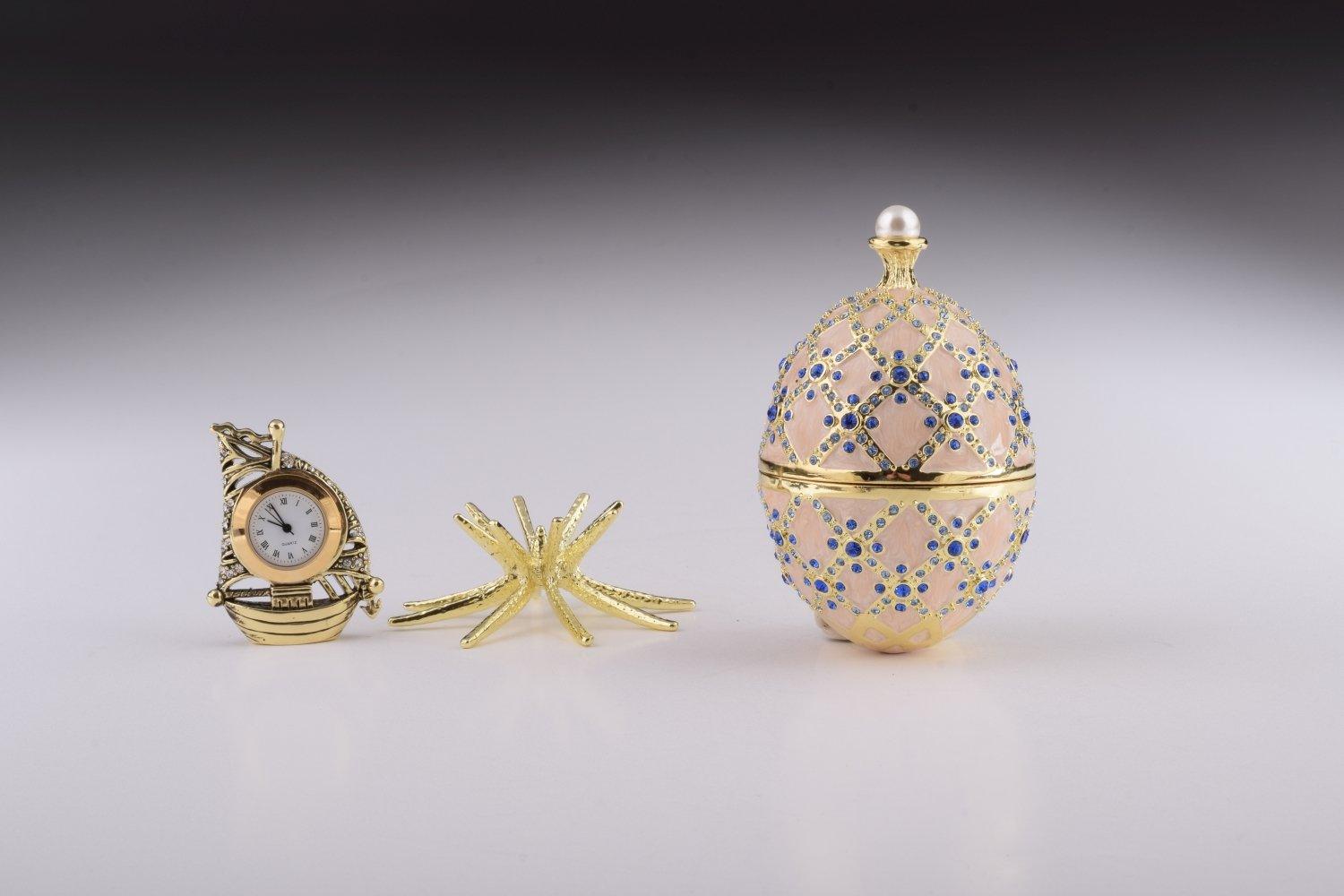 Pink Faberge Egg with Clock Inside - BelleHarris