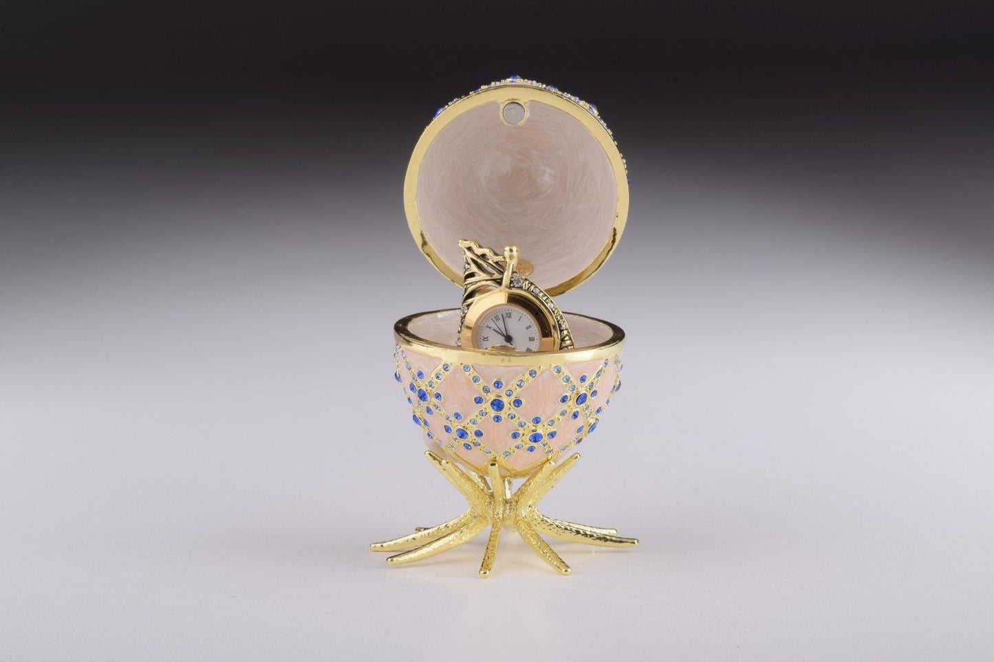 Pink Faberge Egg with Clock Inside - BelleHarris