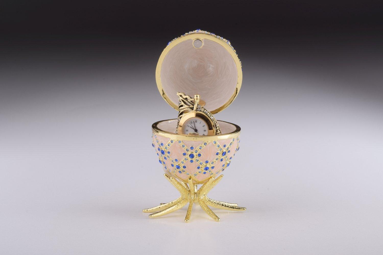 Pink Faberge Egg with Clock Inside - BelleHarris